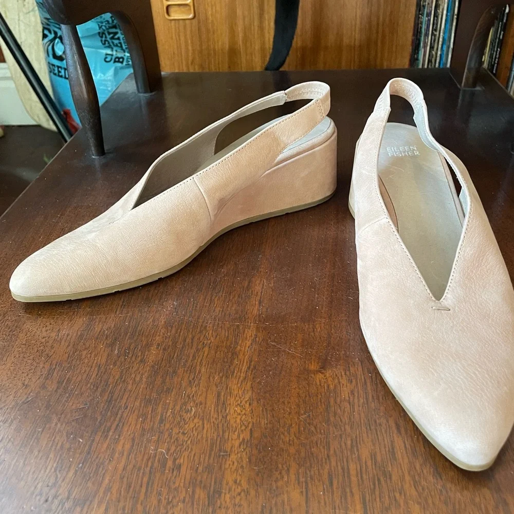 Eileen Fisher Gatwick Nubuk Suede Slingback Pump Heel - Picture 3 of 8